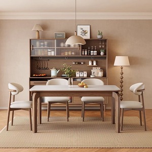 Set Tavolo da Pranzo Quadrato Moderno <span class=keywords><strong>e</strong></span> Resistente con Piano in <span class=keywords><strong>Marmo</strong></span> <span class=keywords><strong>e</strong></span> Sedie dal Design Versatile per 6 Persone, Uso in Hotel, Sale da Pranzo <span class=keywords><strong>e</strong></span> Cucine - Product Image 3