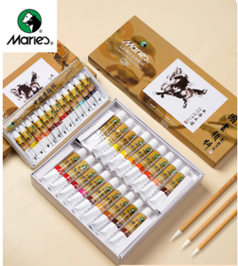 Marie's 12 & 24 Couleurs Peinture Chinoise Pigments Set Débutant <span class=keywords><strong>Encre</strong></span> Aquarelle pour Pivoine <span class=keywords><strong>Paysage</strong></span> Teinture - Product Image 1