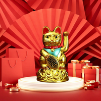 Chat porte-bonheur Maneki Neko doré, 4,5 pouces, à piles, mini figurine en plastique, décor de maison, chat agitant la main