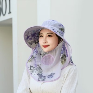 หมวกบักเก็ตป้องกันแสงแดดแบบเต็มหน้าพร้อมแผ่นปิดคอระบายอากาศได้แห้งเร็วสำหรับผู้หญิงเก็บชาฤดูใบไม้ผลิฤดูร้อน - Product Image 3