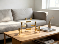 Candélabre pliable en métal à 6 bras, porte-bougie conique doré, petit volume d'emballage, décoration de centre de table pour mariage, fête à domicile