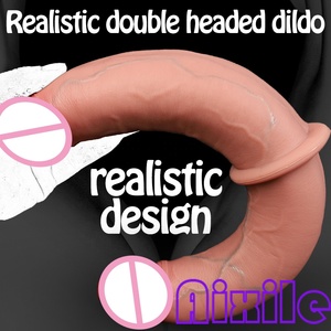 Dildo de Doble <span class=keywords><strong>Extremo</strong></span> de Silicona Suave y Flexible, Dildos Largos Realistas con Venas, Juguetes Sexuales para Adultos para Parejas <span class=keywords><strong>Lesbianas</strong></span> y Gay - Product Image 1