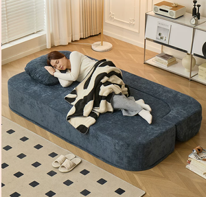 Sofá <span class=keywords><strong>Chaise</strong></span> <span class=keywords><strong>Longue</strong></span> Minimalista Moderno de Estilo Vintage de Una Plaza, Reclinable, Convertible en Cama, Plegable, de Tela de Chenilla y <span class=keywords><strong>Terciopelo</strong></span> para Sala de Estar - Product Image 2