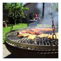 Grilles de cuisson en acier inoxydable 304 BBQ Mesh Fire Pit Ensemble d'accessoires en métal pour l'extérieur avec panier à grille Bâton de charbon de bois et sacs