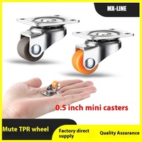 Roulettes pivotantes miniatures en PP orange de 12 mm (0,5 pouce) pour meubles
