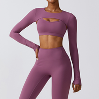 <strong>Best</strong> Selling Women Gym Breathable Long Sleeve Sports <strong>Crop</strong> <strong>Top</strong> <strong>Workout</strong> Open Front Cropped Solid Cut Out Yoga <strong>Crop</strong> <strong>Top</strong>