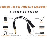 Câble audio stéréo Y Splitter plaqué or 24 carats en cuivre pur, jack TRS 6,35 mm (1/4 pouce), adaptateur mâle vers double femelle pour ordinateur