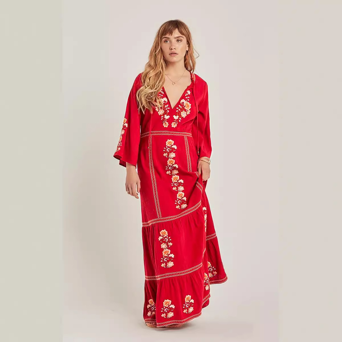 white christmas dresses Isela Floral Embroidered Mexican Dress- Vestido Mexicano Bordado Floral