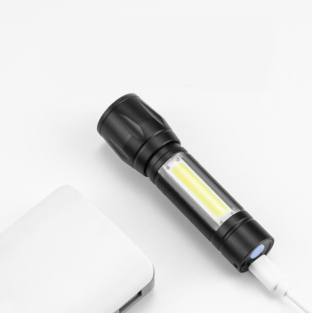 Promotional Cheap Mini Led Flashlight Edc Portable Cob Tactical Charging Plastic Torch Usb