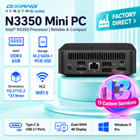 DIXIANG Mini PC Intel Core N3350, Grafis Terintegrasi HD 520, Memori 6GB DDR3, Dual M.2 NGFF SSD, USB Type-C HDMI