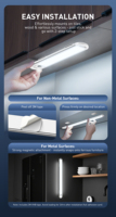 Lumière LED à détecteur de mouvement LDNIO Y6-1 ultra-mince pour éclairage intérieur, chargement USB-C, installation magnétique/3M, pour armoire de cuisine, placard, garde-robe