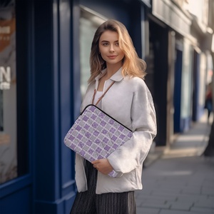 Custom Purple Hawaiian Palaka Quilt Print <b>Computer</b> Messenger Laptop Briefcase <b>Accessories</b> Grid Protective Case Laptop Sleeve - Product Image 6