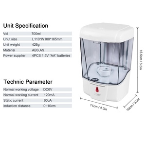 Distributeur automatique de désinfectant pour les mains sans contact, blanc et simple, à fixer directement au mur, idéal pour les usines. - Product Image 5