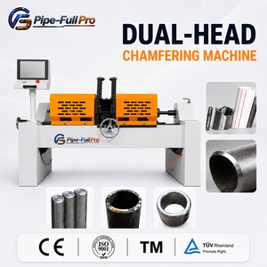 Machine à chanfreiner les extrémités de tuyaux à double station, machine à chanfreiner automatique à double tête pour tubes courts en cuivre et en laiton - Product Image 1
