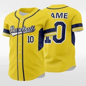 Kaos Seragam Sublimasi Custom Pinstripe Kancing Penuh Bernapas untuk Latihan Softball, Jersey Baseball dengan Nama dan Nomor Tim - Product Image 2