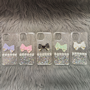 Funda de teléfono de PC transparente con pajarita Original para niñas/mujeres, billetera de diseño rectangular con taladro de palo, compatible con Huawei Realme - Product Image 6