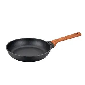 Sartén de aluminio fundido negro de 24cm con chorro de bolas Proceso de fundición a presión Ecológico para cocina de inducción