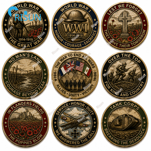Moneda Conmemorativa Personalizada de la Primera y Segunda Guerra Mundial, Moneda de Desafío Personalizada para Veteranos de la Gran Guerra - Product Image 2