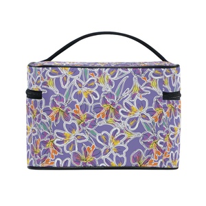 Grande capacité, trousse de voyage portable pour femmes, sac à maquillage à fermeture éclair, motif fleur de lavande violette, sac cosmétique personnalisé avec poignée - Product Image 4