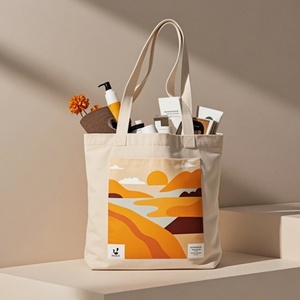 Bolsa de Mano de Lona de Algodón Natural Blanca Personalizable con Logotipo del Cliente Impreso para Compras - Product Image 2
