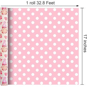 Cute Gnomes Heart <b>Balloons</b> Valentine Gift Wrap 1.0 Square Feet Reversible Recyclable Paper For Wedding Birthday Baby Shower - Product Image 3