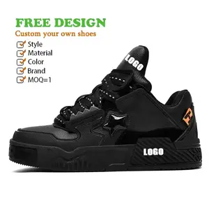 Design Men Fashion Casual Chunky Shoes GENUINE LEATHER Custom Sneaker Logo Shoes Skateboard Walking Style Basketball Shoes