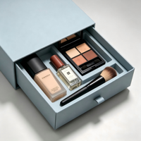 Boîte cadeau écologique recyclable haut de gamme, résistante aux chocs, légère, avec tiroir coulissant et doublure en mousse pour ensemble de maquillage