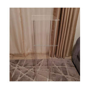 Acrylique clair 80cm cadre de tuyau rectangulaire colonne de vase de support de fleur de mariage - Product Image 2