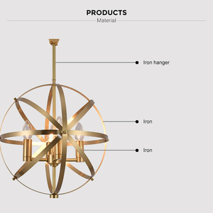 Küre kuş kafesleri demir avize ev çatı asılı 4 lambalar avize aydınlatma - Product Image 4