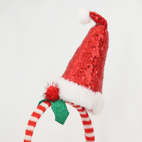 Pafu topi Natal bando 2 buah, topi Glitter putih mewah & kacamata Santa lucu untuk anak-anak dewasa, aksesori kostum pesta
