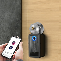 Sägefester Wandmontierter Sicherheits-Schlüsselaufbewahrungskasten aus Zinklegierung APP-Steuerung Fingerabdruck Passcode Kartenzugang Holz/Aluminium