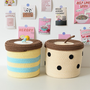 Factory Hot Sale Hand Woven Cotton Rope Baby Tote <b>Basket</b> Organizing Home Decoration - Product Image 2