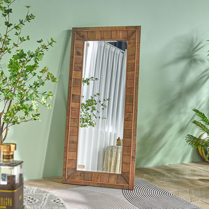 Wholesale Large Rustic Eco-friendly Natural Color Mdf Wooden Frame <b>Decorative</b> <b>Wall</b> Mounted Floor <b>Mirror</b> for Home - Product Image 1