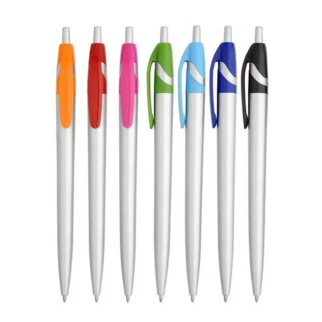 Simple y barato retráctil de bola de plástico bolígrafos bolígrafo promocional con impresión de logotipo
