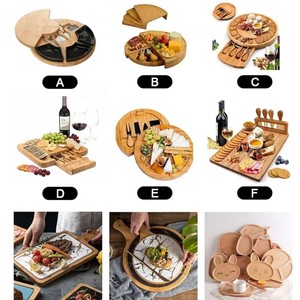 Bamboo Cutting Board With <b>Knife</b> Holder Set Rectangle Wooden Multifunction Cheese Fruit <b>Bread</b> Chopping Block Desktop Use - Product Image 3