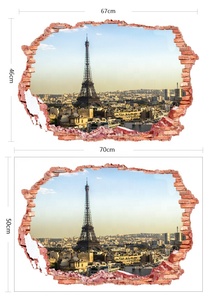 Bán buôn tùy chỉnh Eiffel tháp 3D dán tường PVC có thể tháo rời bị hỏng tường Đề can trang chủ trang trí thiết kế quảng cáo - Product Image 6