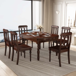 <span class=keywords><strong>Table</strong></span> à manger extensible en acajou de style américain, convertible ovale et ronde, en bois, pour la maison, la villa, l'appartement, la salle à manger - Product Image 4