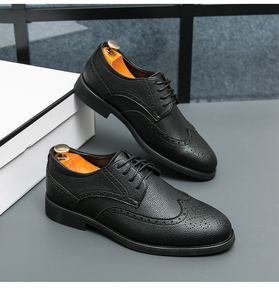 Chaussures de bureau et de conduite confortables et respirantes à bout carré en cuir souple à lacets, polyvalentes et tendance, avec semelle en caoutchouc - Product Image 6