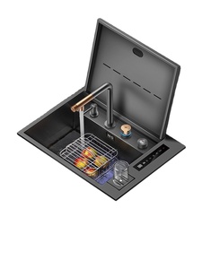 Lavello Automatico Voriva per Purificazione Frutta e Verdura con Coperchio a Chiusura Lenta, Lavabicchieri Rettangolare Integrato per Isola <span class=keywords><strong>Cucina</strong></span>/Tavolino da Caffè - Product Image 1