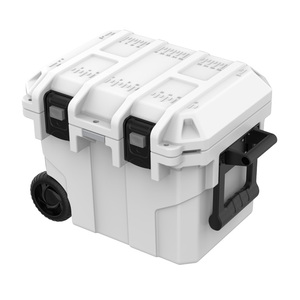 Best plastic insulated fishing icebox rotomolded cooler PE box wheel ice chest 45liter with big trailer for outdoor beach