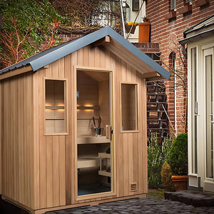 Sauna van sparrenhout met houtkachel voor buiten, 6-8 personen, Scandinavische bosretreat, traditioneel blokhutontwerp - Product Image 2