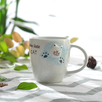 Vaisselle en céramique de dessin animé créatif, ensemble d'assiettes, tasse de chat de natation mignon, assiette à dessert, bol à salade, cuillère
