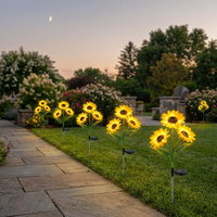 Lampe solaire décorative LED étanche en forme de tournesol pour jardin, pelouse, allée et aménagement paysager