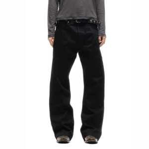 Jeans en denim pour hommes sur mesure OEM ODM, marque privée, style japonais, denim selvedge 16OZ, coupe bootcut, vintage, <span class=keywords><strong>noir</strong></span> jais - Product Image 2