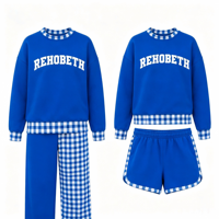 Ensemble sweat-shirt et pantalon large à carreaux pour femme, survêtement décontracté imprimé lettres pour le streetwear