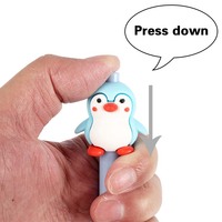 Stylo Gel O&Q pour Enfants, Thème Pingouin Dessin Animé, en Plastique, à Encre Bleue/Noire 0,5 mm, Effaçable par Clic, Doux au Toucher, Sensible à la Chaleur, Mignon Animal, pour l'École