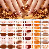 Bandes de gel semi-durcies prêtes à l'emploi, 16 faux ongles motif marbre ambre pour manucure de fête