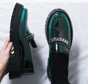 Nuove <span class=keywords><strong>Scarpe</strong></span> Casual da Uomo con Suola Spessa, Rialzate, in Pelle Verniciata Lucida, con Tacco Spesso - Product Image 5