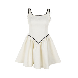 Sexy Low Out Slim Sling plisado vestido señora Chic High Street Party Vestidos mujeres elegante sin mangas Patchwork Vestidos cortos - Product Image 5