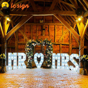 Grandi Luci a Forma di Cuore, Insegna LED '<span class=keywords><strong>Love</strong></span>', Lettere Vintage con Lampadine per Matrimonio 'Mr' o 'Mrs' - Product Image 4